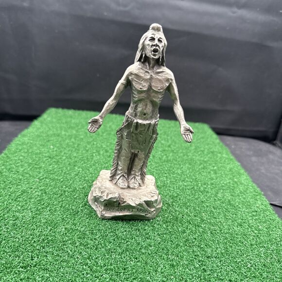 Vintage Native American Pewter Statue Philip Kraczkowski "Oh Great Spirit" 1972 - Picture 1 of 8